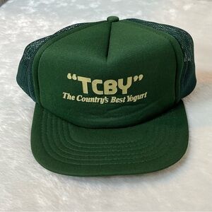 Vintage Y2K TCBY Trucker Hat The Country’s Best Yogurt Snapback Green Cap